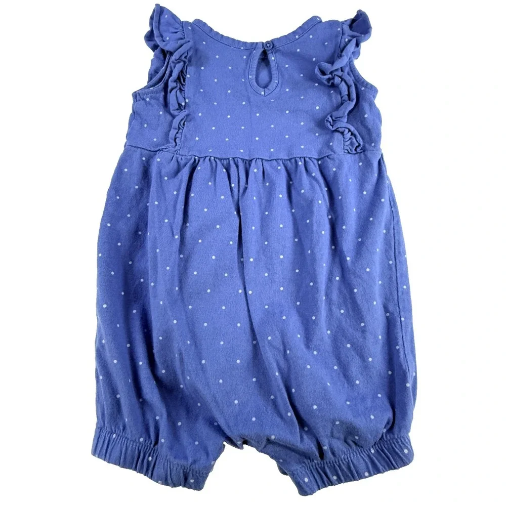 Carter's Just One You Baby Girl Romper 18M Blue Polka Dot Ruffle‎ Embroidered